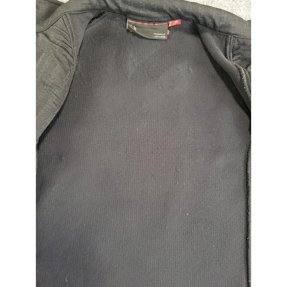 Spyder Men's XL Full Zip Long Sleeve Waffle Knit Athletic Sweater Black W/Red